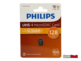 Карта памяти microSD 128Gb Philips, High Speed, Class10 UHS-I U3 V30 A1, R/W 100MB/s
