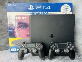 Sony Playstation 4 Slim 1TB CUH-2208B, С коробкой, S/N: 15274526769541385 (PS4, Б/У, 4 игры)