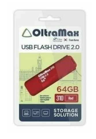 Флеш-накопитель 64Gb OltraMax 310, USB 2.0, пластик, красный фото 1