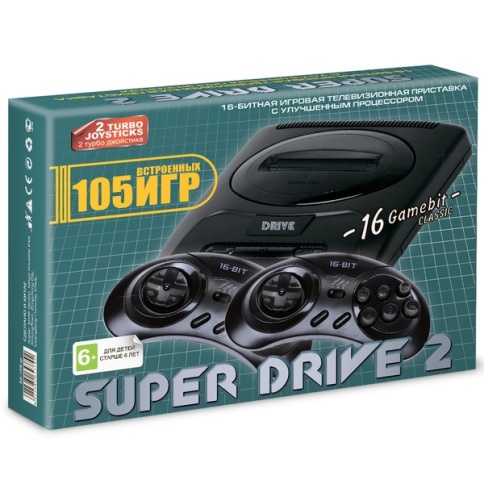 Игровая приставка 16-gamebit Super Drive Classic S2 (95в1+картридж 10в1) Зеленая коробка фото 1