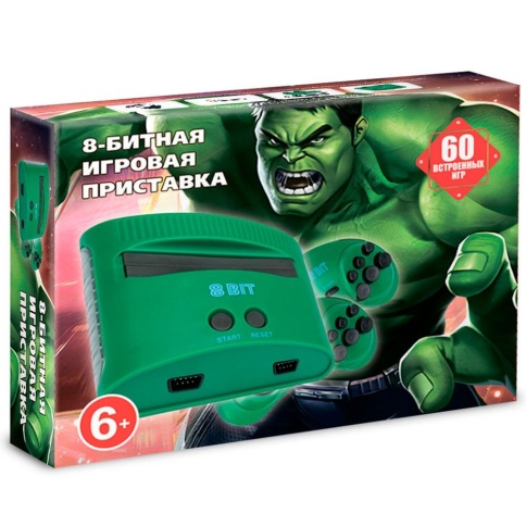 Игровая приставка 8bit (60в1) коробка в стиле Hulk. Зеленый комплект фото 1